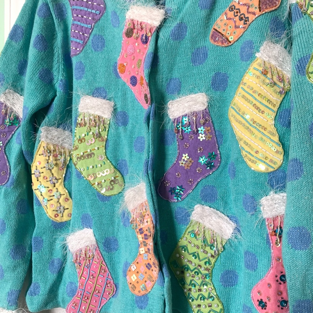 🌵Vintage Design Options By Philip And Jane Gordon Stockings Sweater Cardigan M - Picture 5 of 11